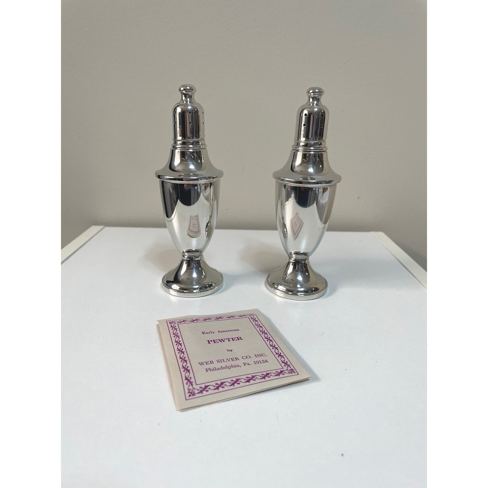 Early American‎ Pewter Salt and Pepper Shakers by Web Silver Co. Philadelphia